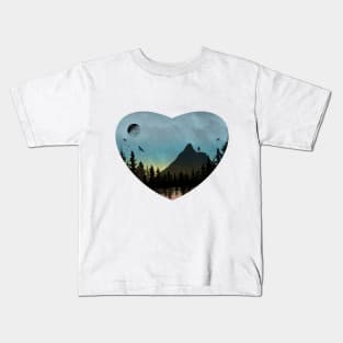 Valentine's Day Heart Mountains Painting Kids T-Shirt